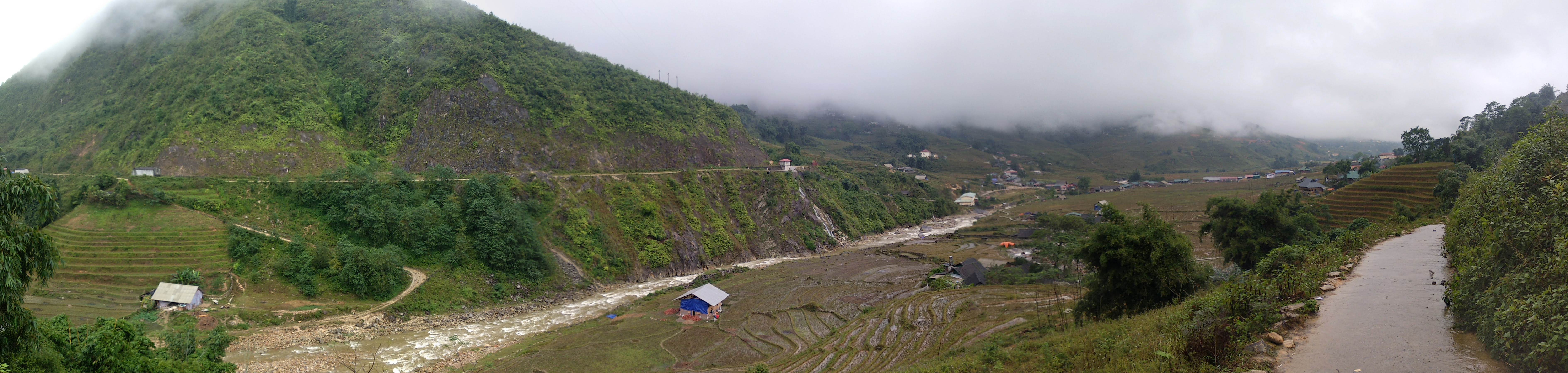 Panorama of Vietnamese stepped-farming hills